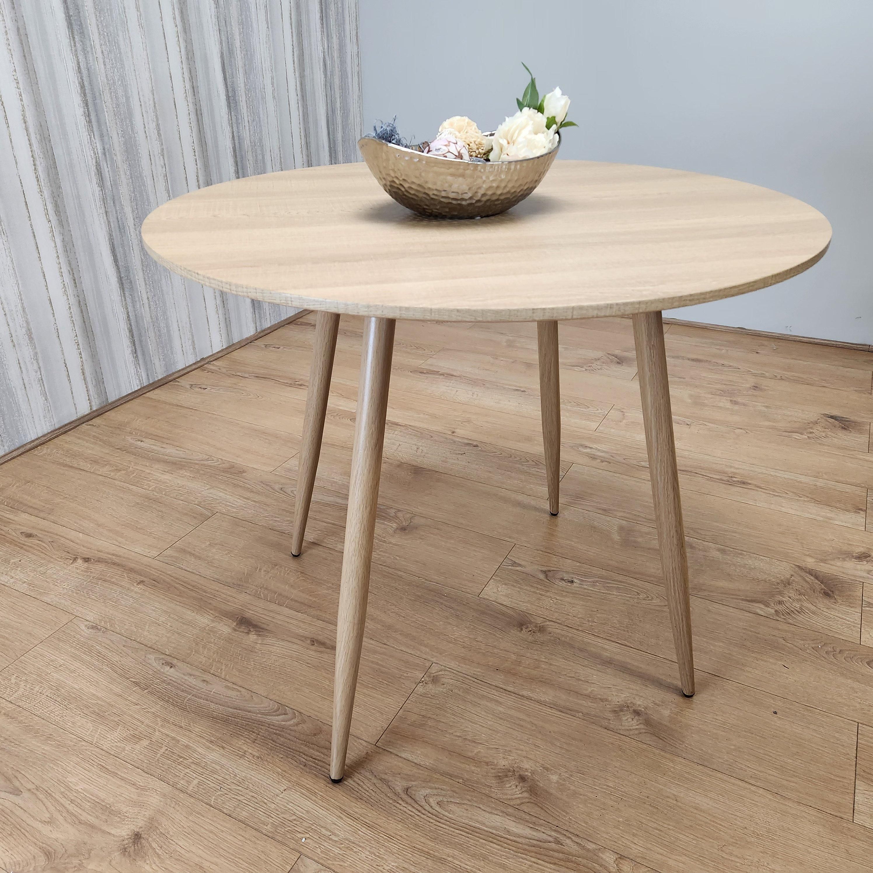 KOSY KOALA Oak Effect Round Dining Table Kitchen Table Modern Wood Style Dinner Table Only