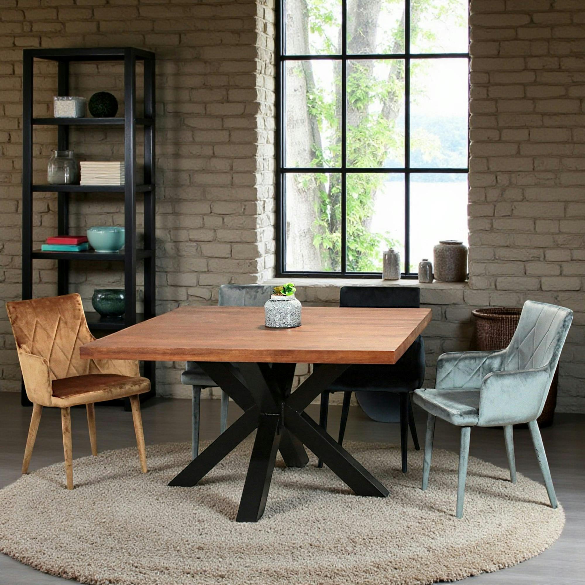 Fauteuil de table moderne en velours gris (lot de 2) HAWAI
