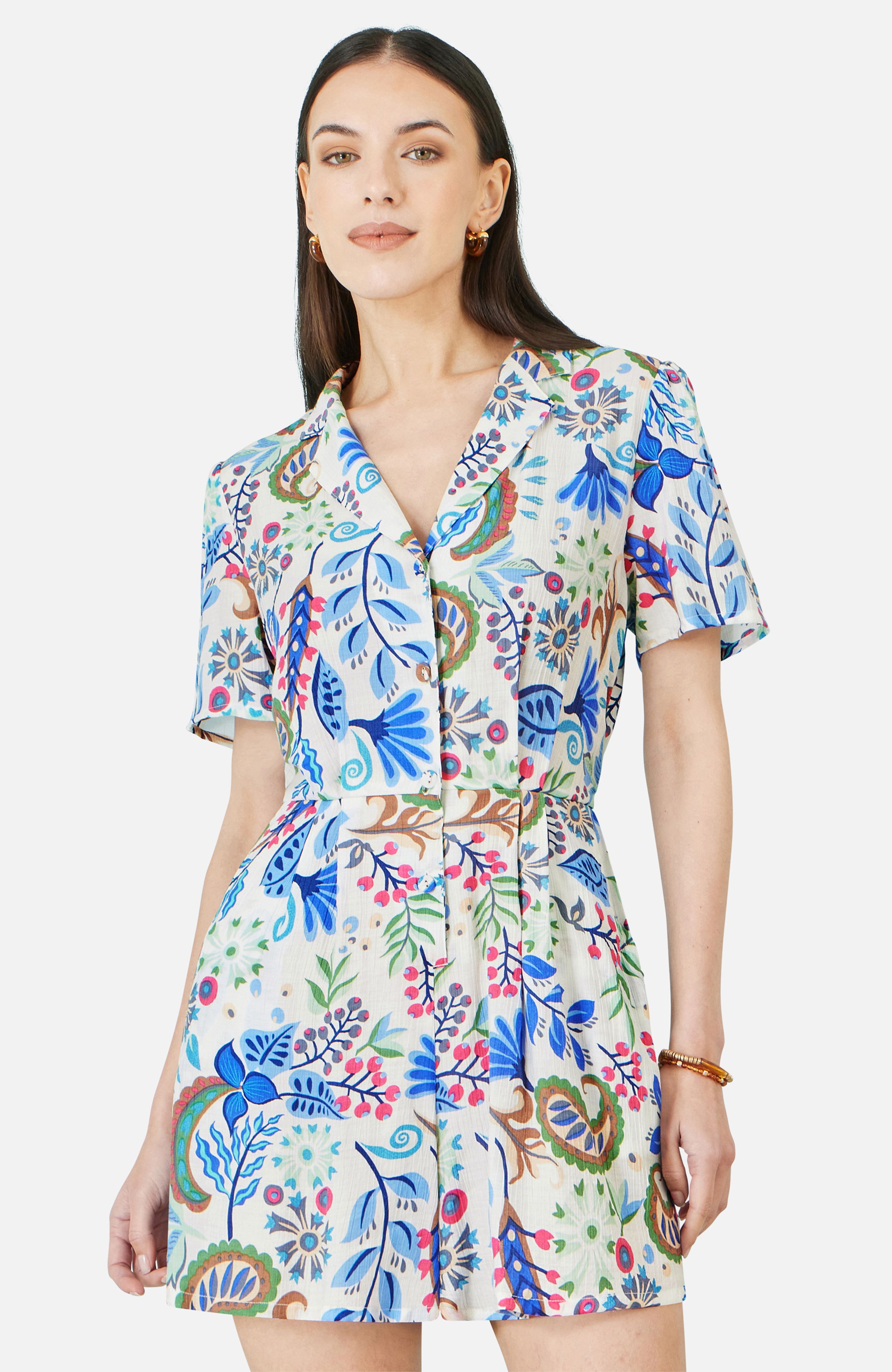 Yumi Multicolour Paisley Retro Print Playsuit