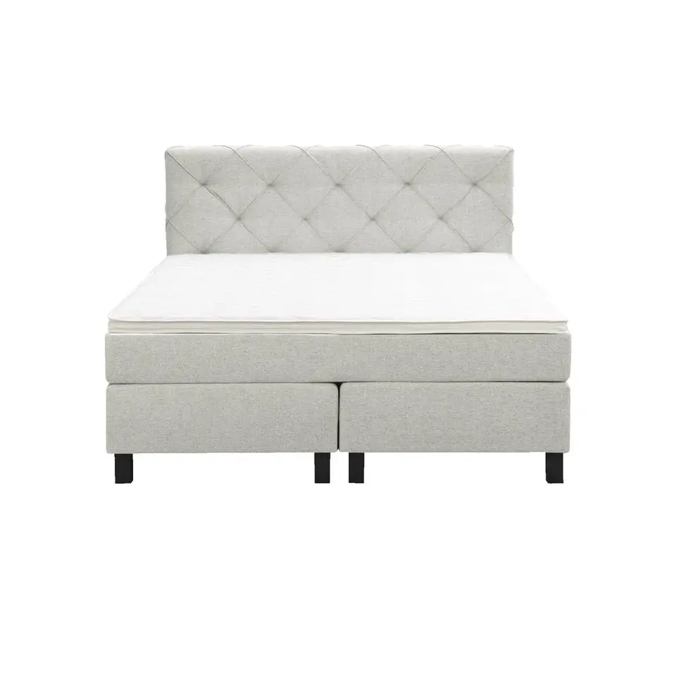 Boxspring Liv geruit - ecru - 140x200 cm - vierkante poot