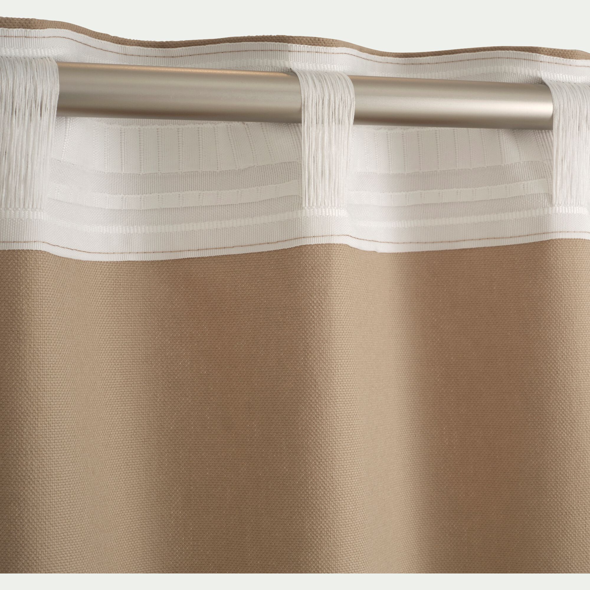 AGDE - Rideau à passants cachés en coton finition point de cheval 140x250cm - beige corde