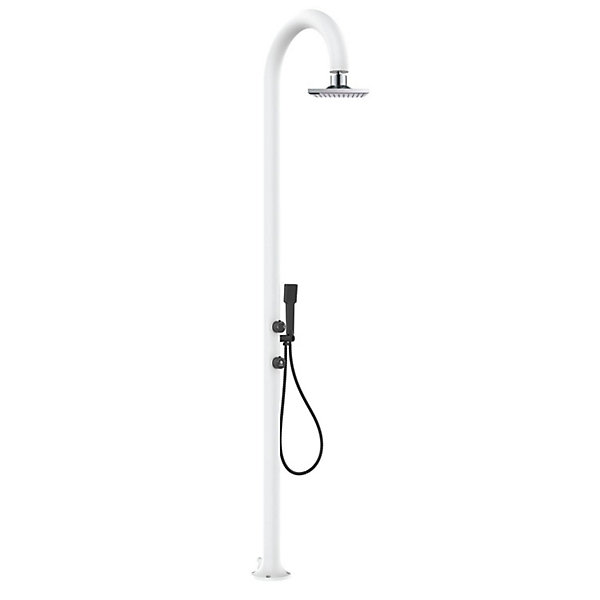 Douche blanche alu avec LED douchette capteur et double arrivee