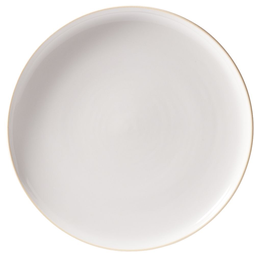 Assiette plate faïence gris bord liseré crème Ø27cm