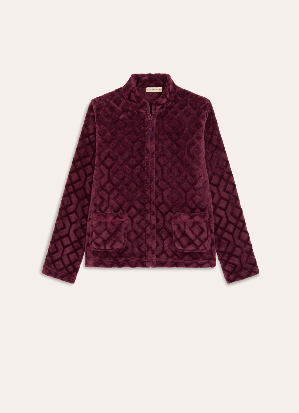 VESTE MANCHES LONGUES ZIPPÉE EN POLAIRE AUBERGINE