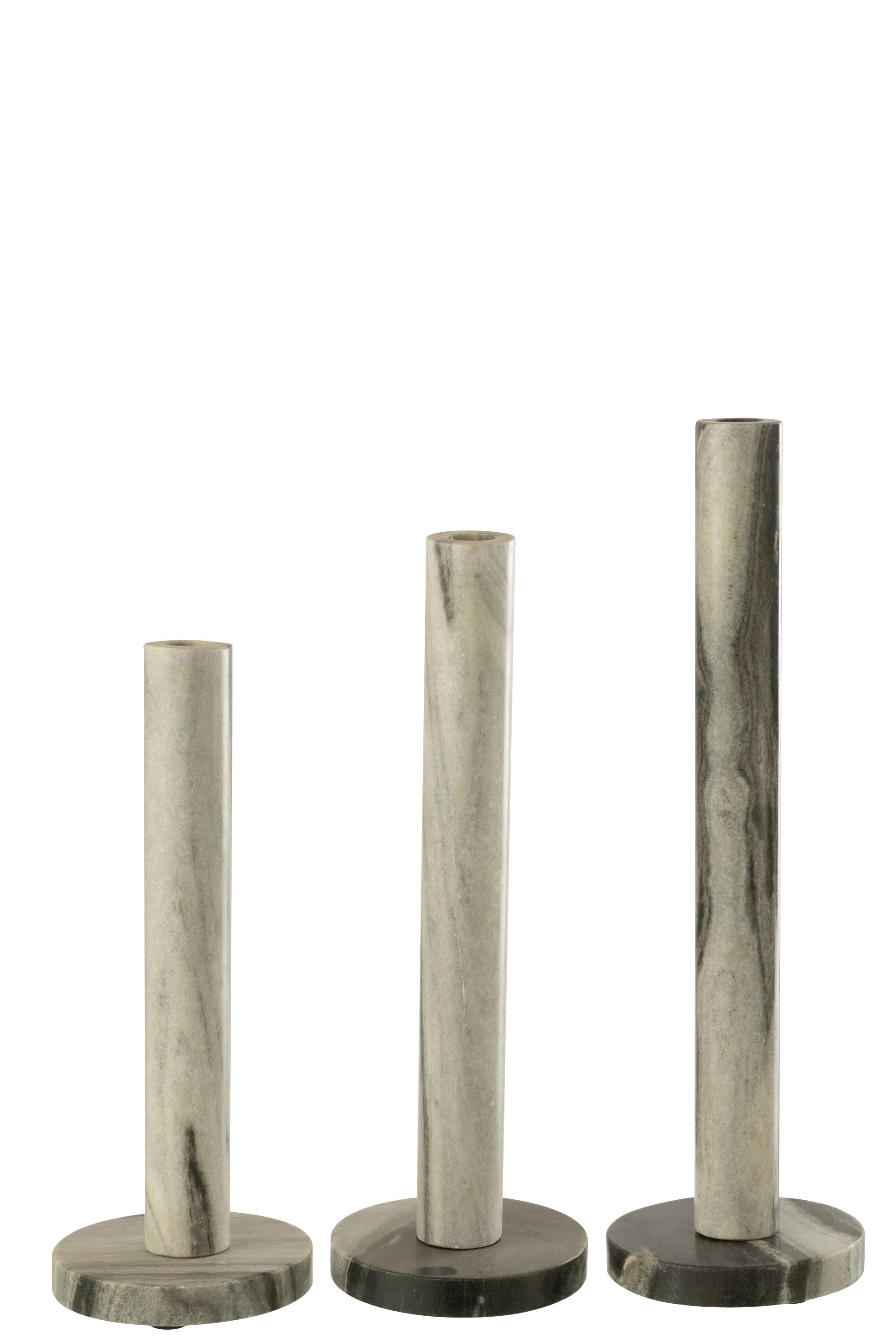 J-Line kaarshouder Marmer - steen - zwart/grijs - set van 3