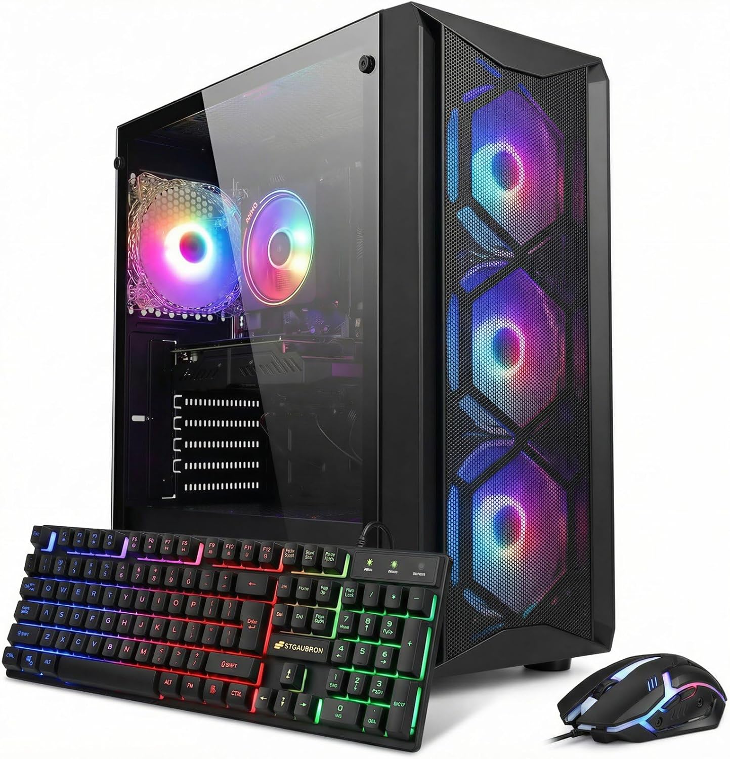 STGAubron Gaming PC Computer Desktop  Intel Core i7 8th Gen up to 4.1GHz  GeForce RTX 3050 6G  16G DDR4  1T SSD  WiFi 6  BT 5.2  RGB Fan x4  Windows 11 Home