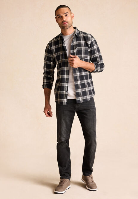Mens Black Plain Ollie Straight Leg Jeans