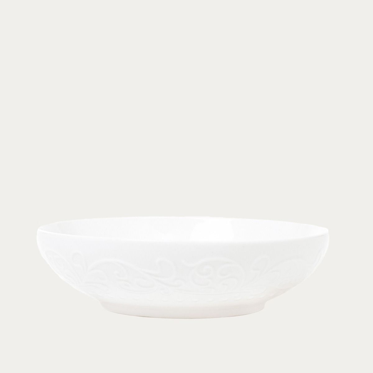 Talerz SYLIA głęboki biały z ornamentem 20 cm