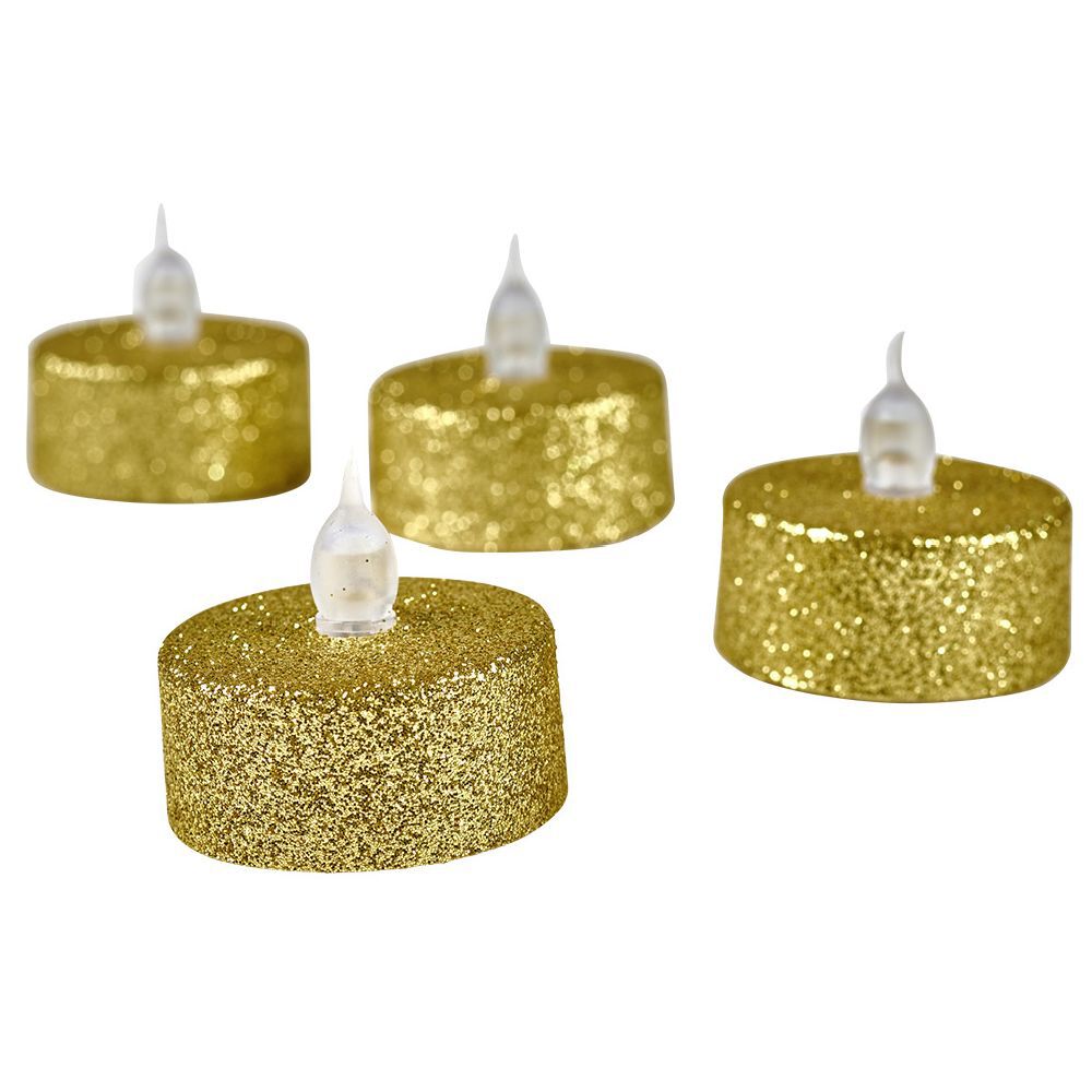 Bougie lumineuse dorée No&euml;l x4