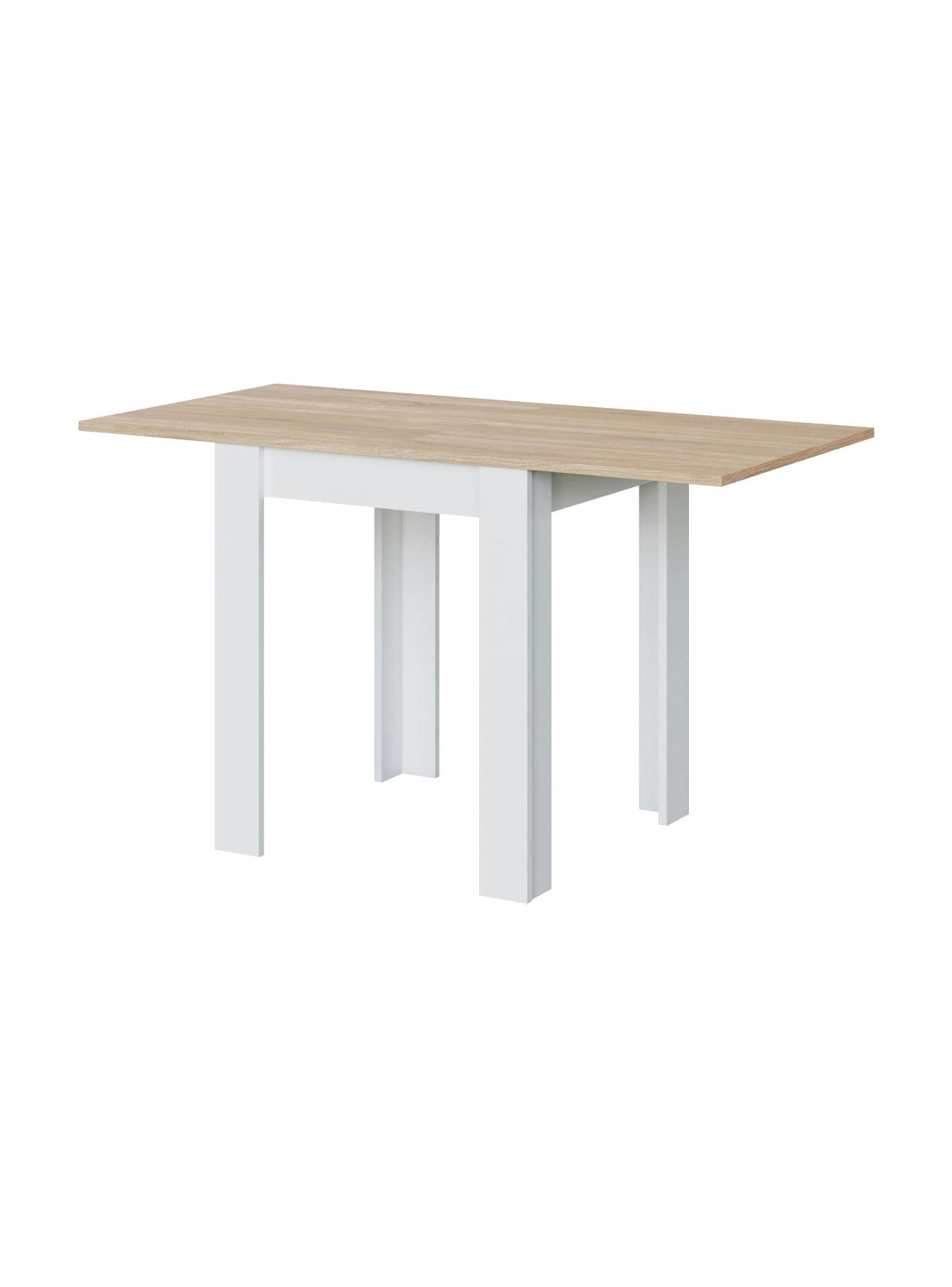 NEWARK - Table extensible effet bois 67x67/135 cm blanc et chêne