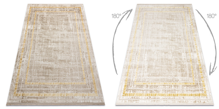 Dywan DUKE 51523 beż / złoty - Ramka, strukturalny, bardzo 80x150 cm
