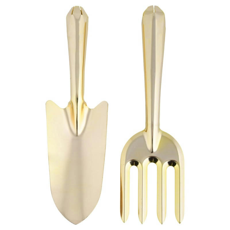 - Kit de 2 Outils de jardin dorés