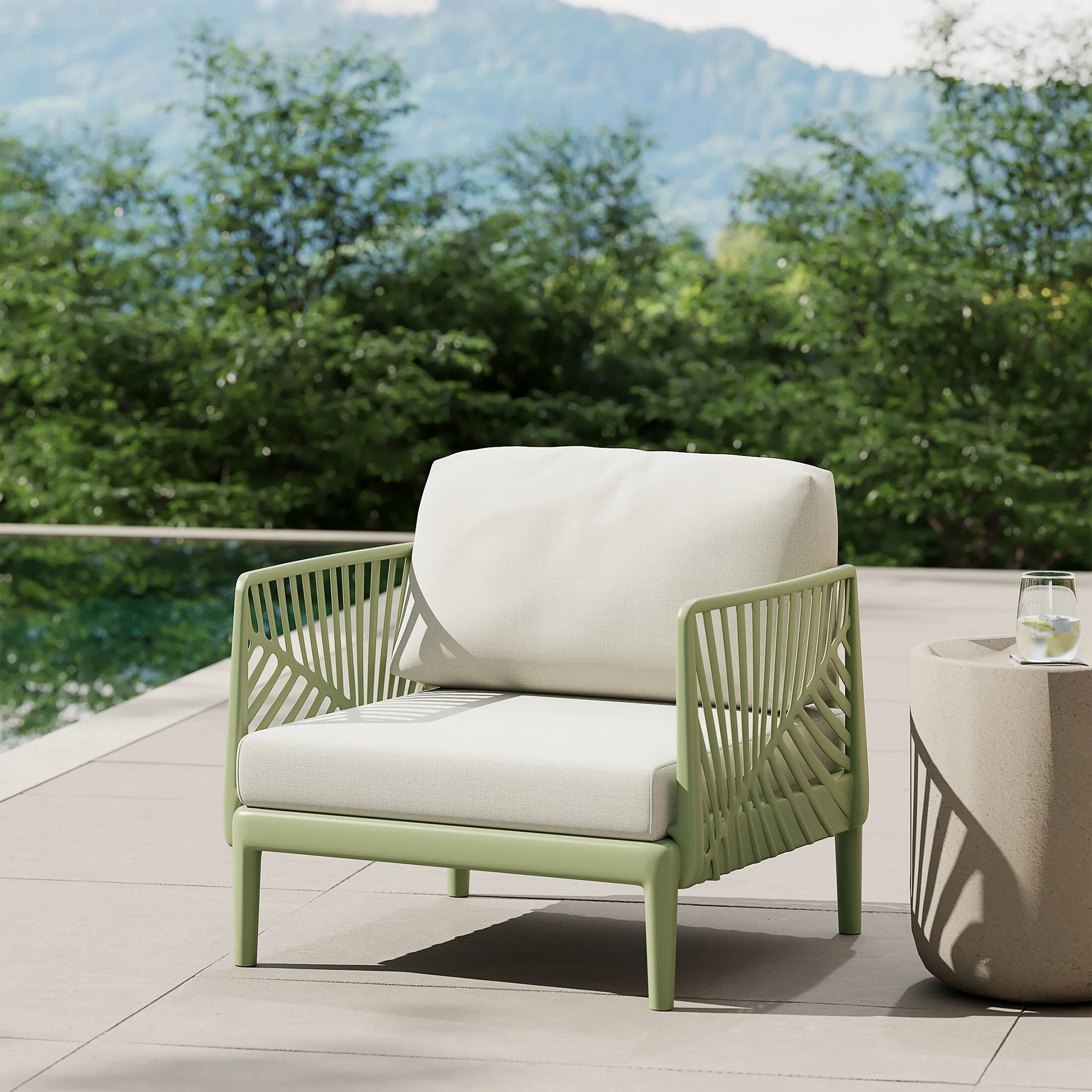 Frond and Form Patio Deep Seating Club Chair with Cushions