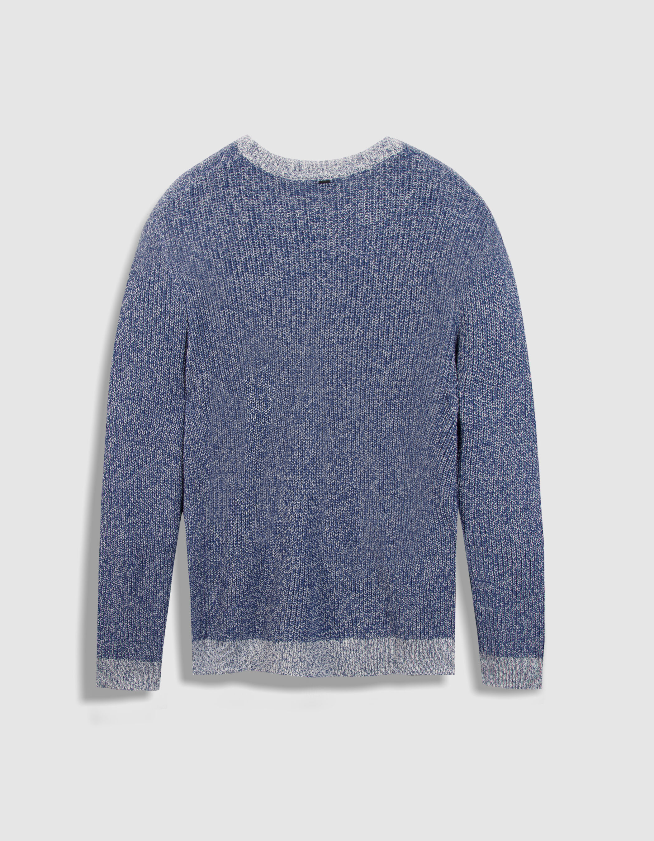 Pull bleu tricot mouliné Homme