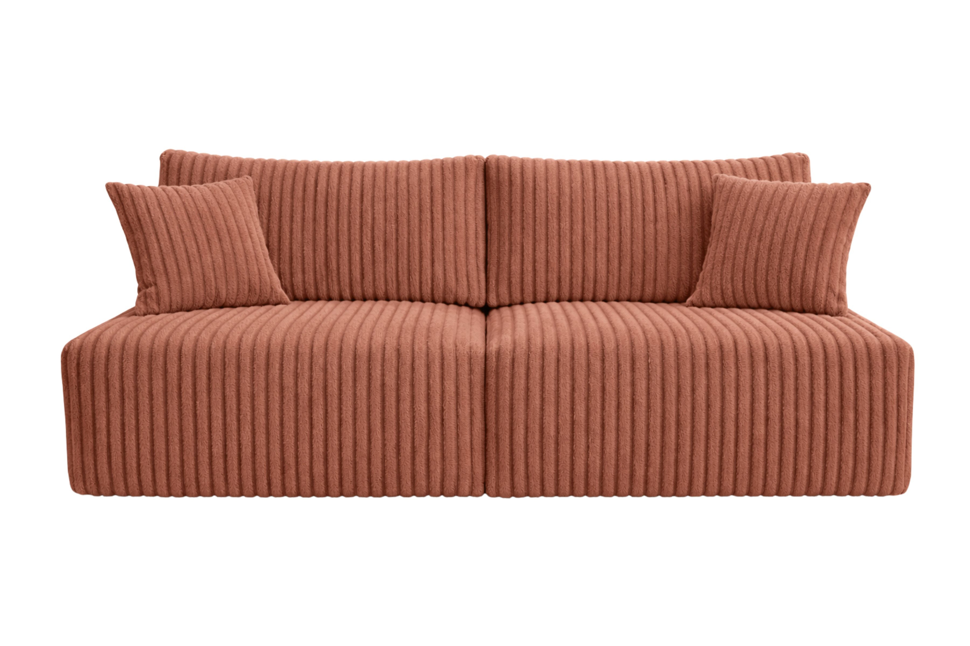 Sofa z funkcją spania, sztruks Tilia, Miedziany, BEST MINI