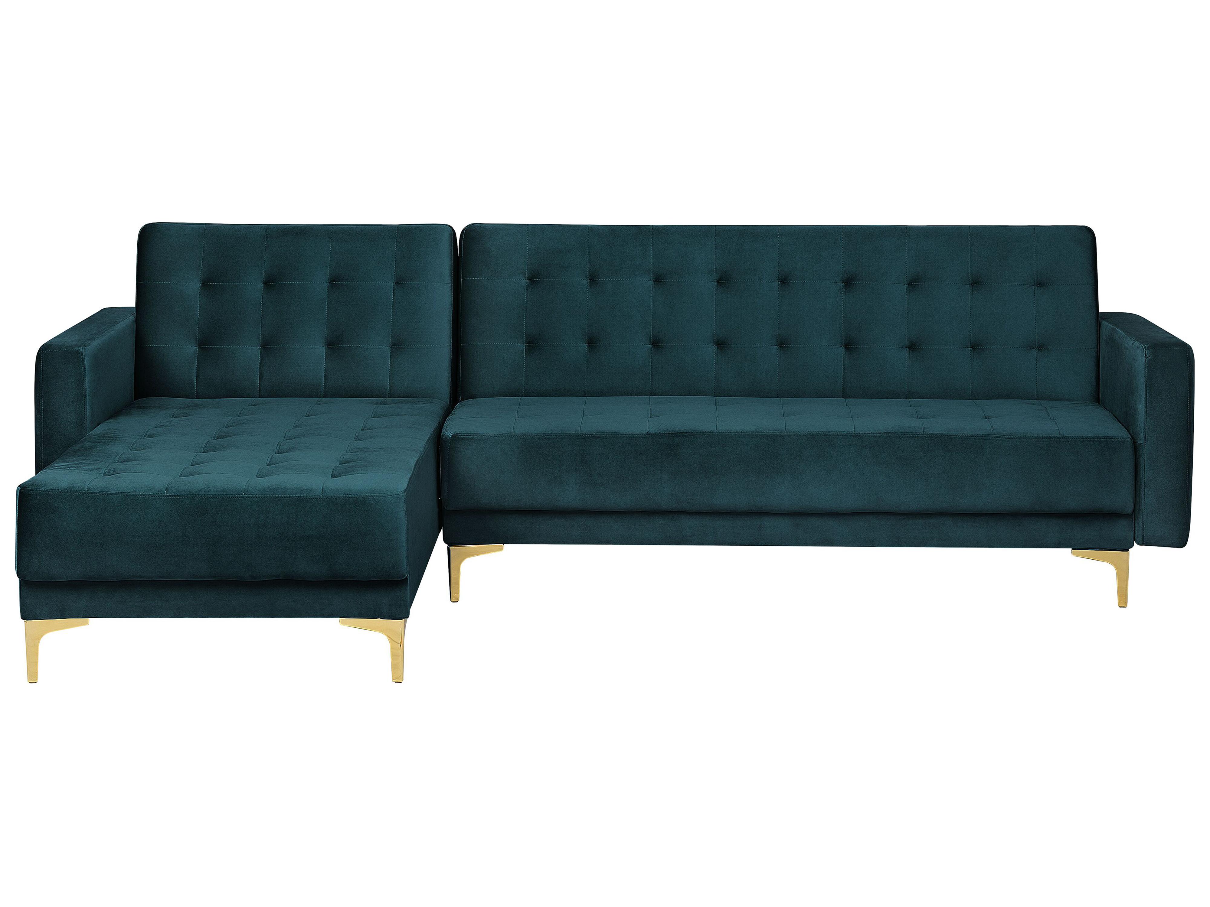 Modular Corner Sofa Bed 4 Seater ABERDEEN Velvet Teal Right Hand