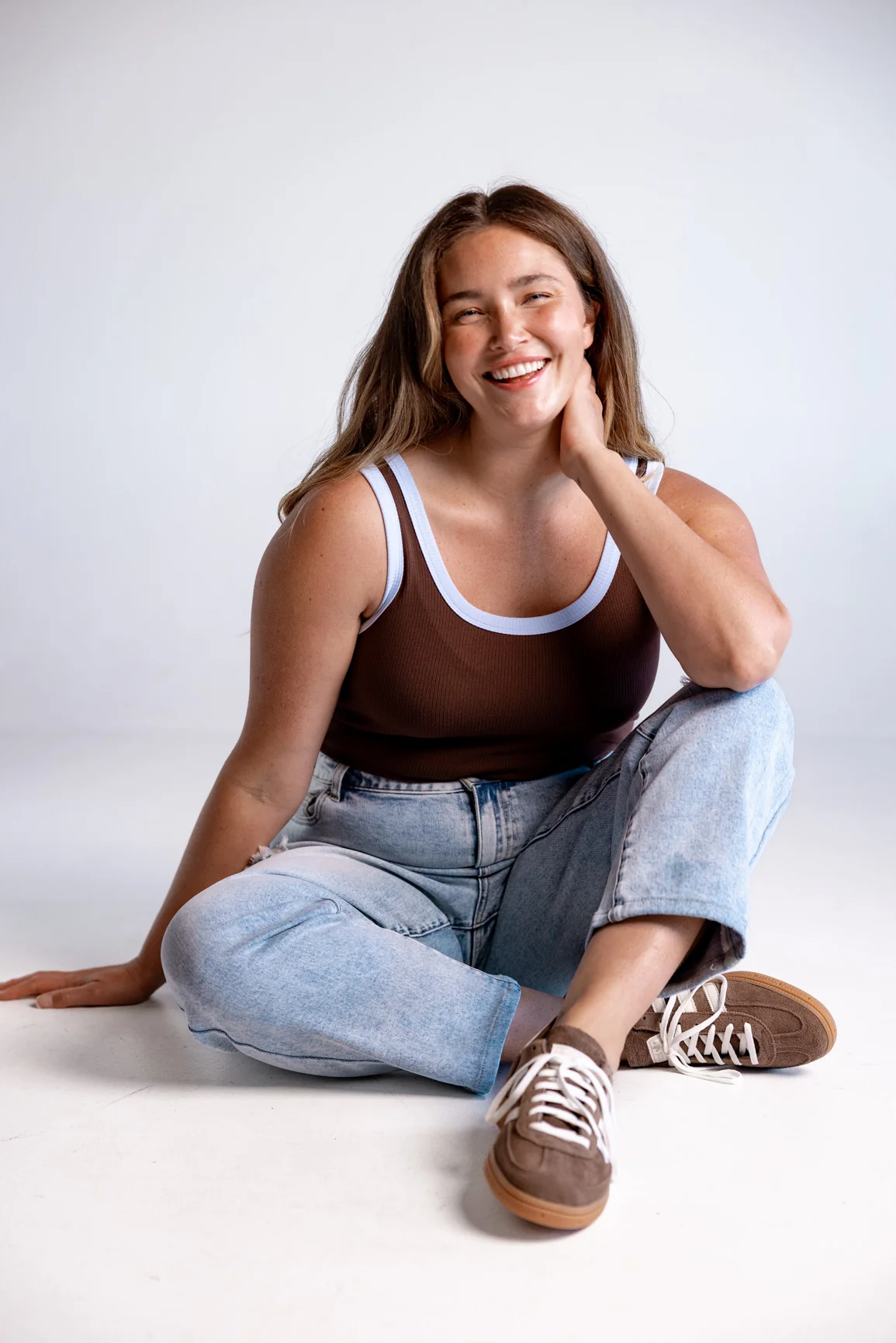 Rue Rib Tank in Chocolate/Blue