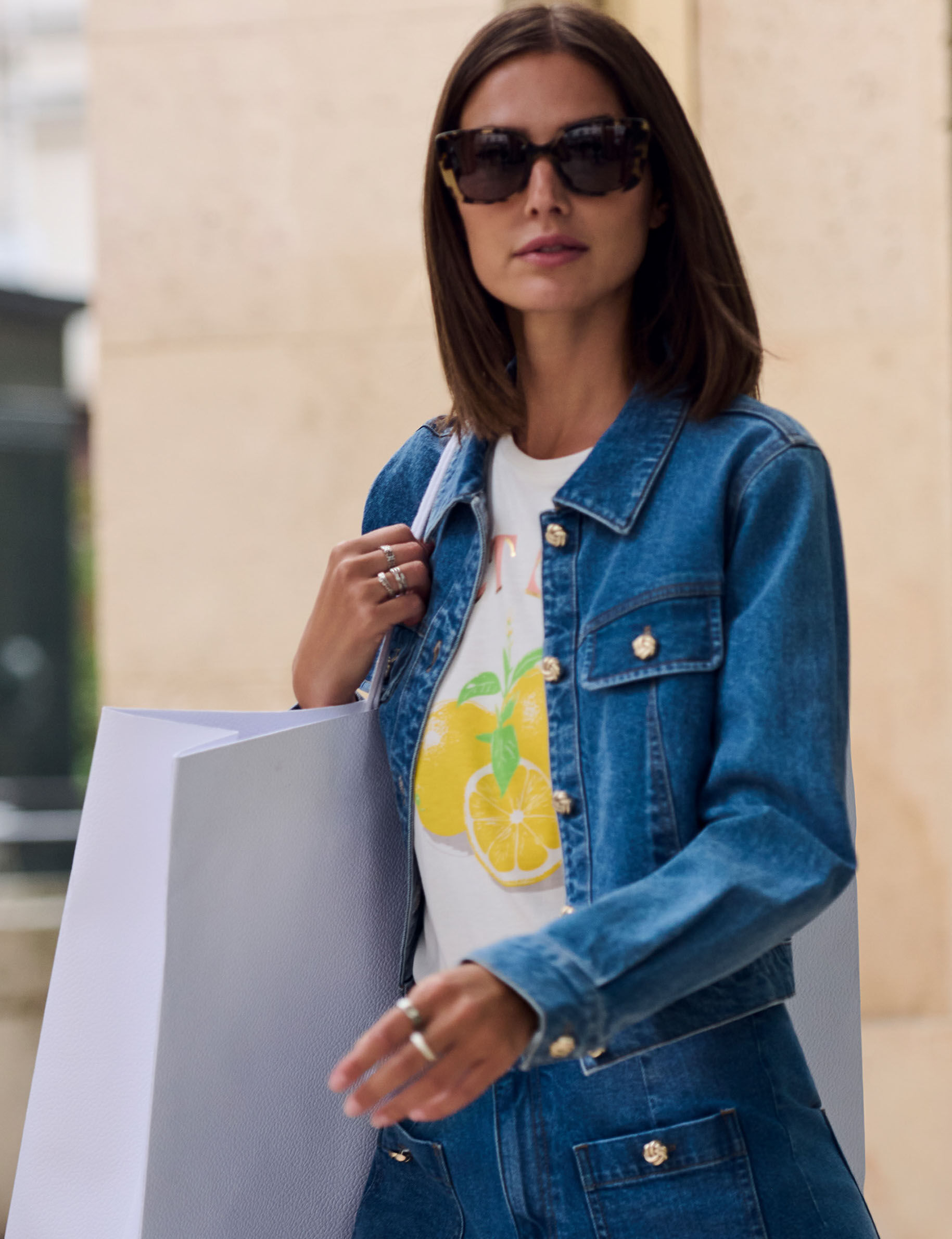 Cropped Denim Jacket Denim Stone Women