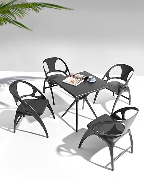 Lot de 4 chaises de jardin NEMI Pliant Noir