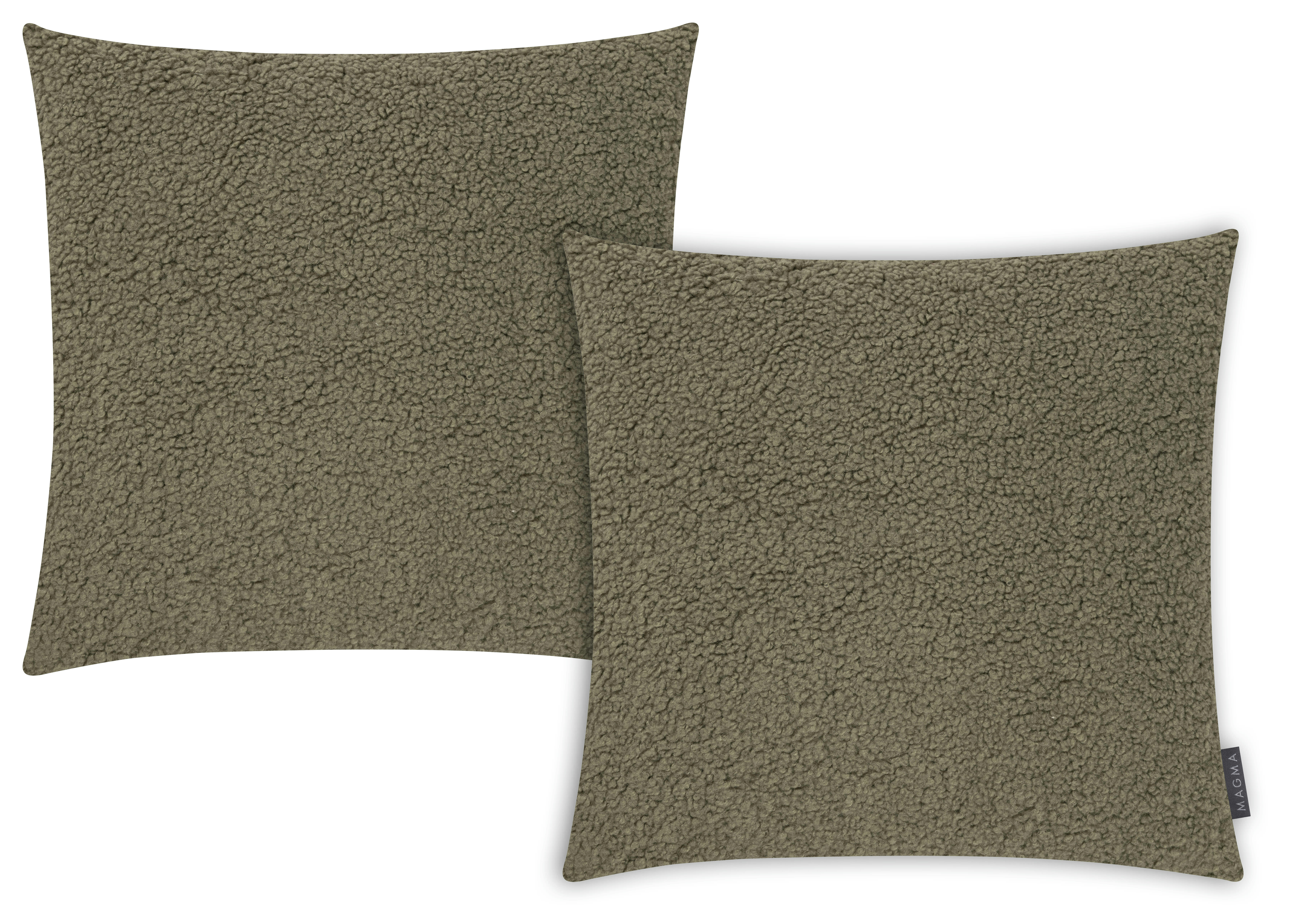 SHAWN - Housses de coussin imitation laine bouclée vert-Lot de 2-50x50