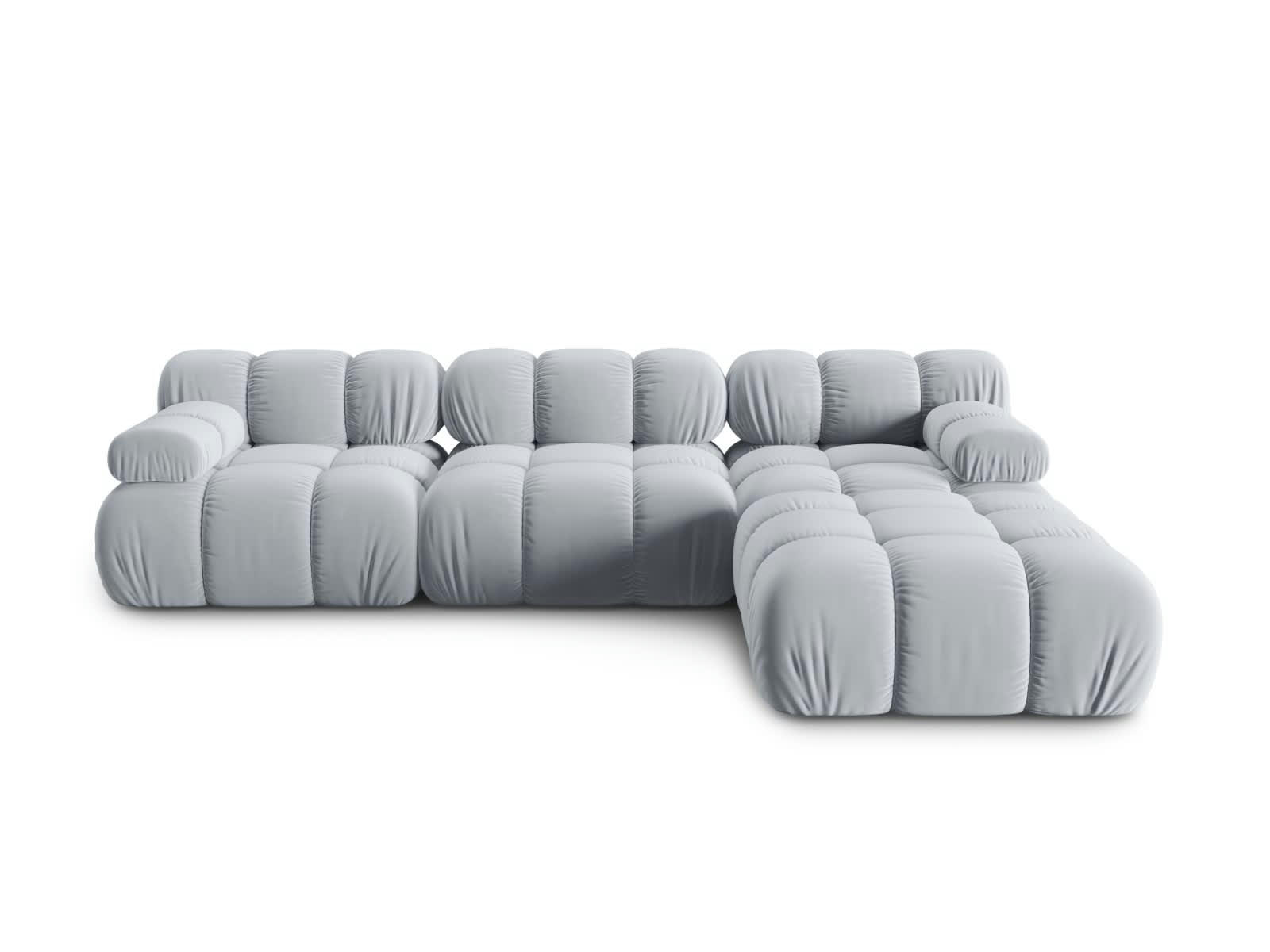 BELLIS - Canapé modulable 4 places en tissu velours bleu clair