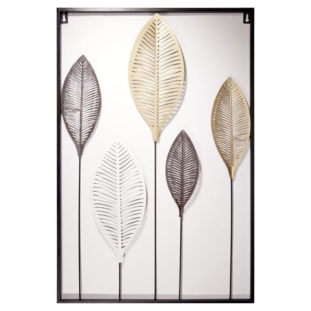 Cadre déco 5 feuilles en métal L53,5xH81,5 cm