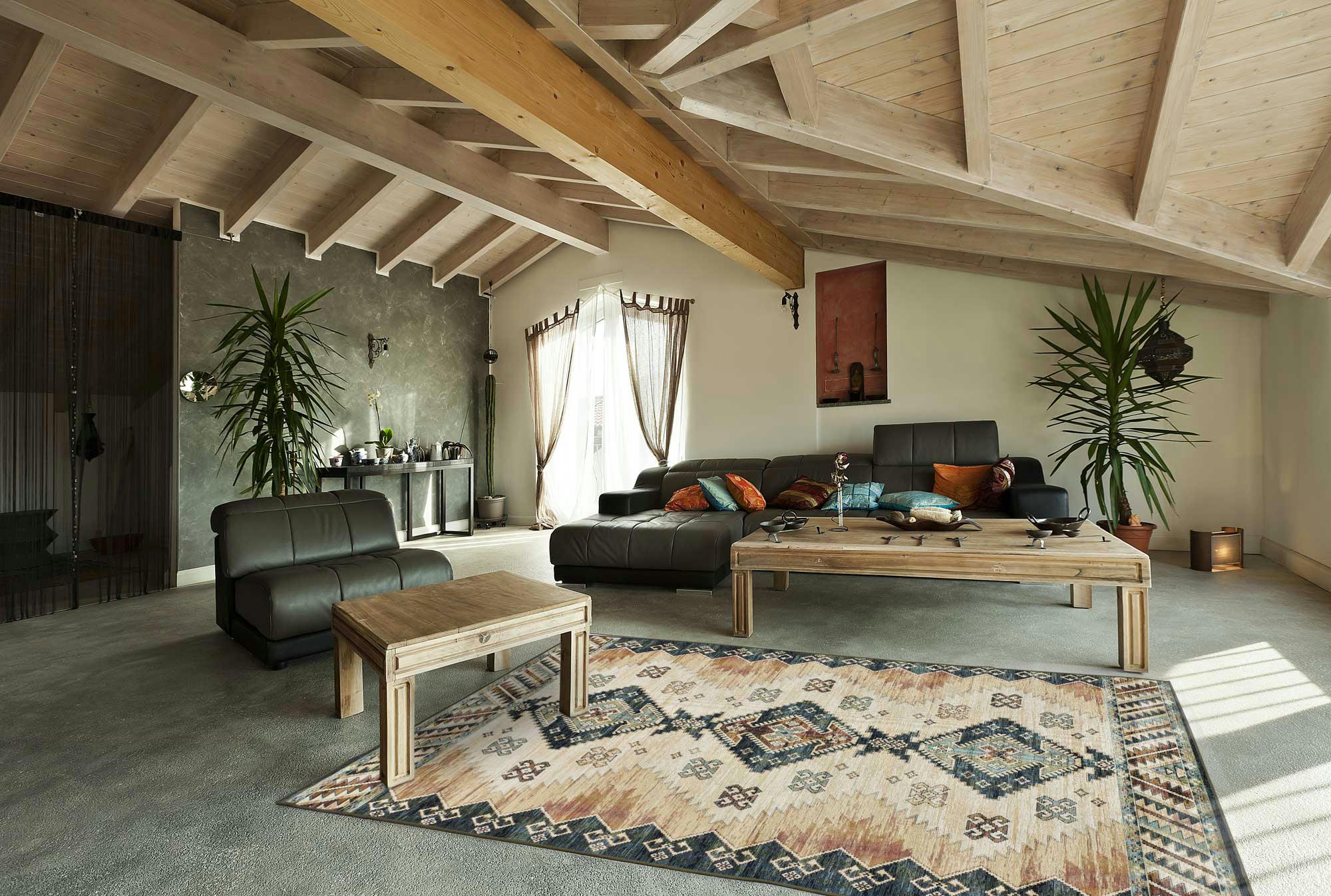 ANTALIA - Tapis en viscose de style vintage multicolore, 135X195 cm