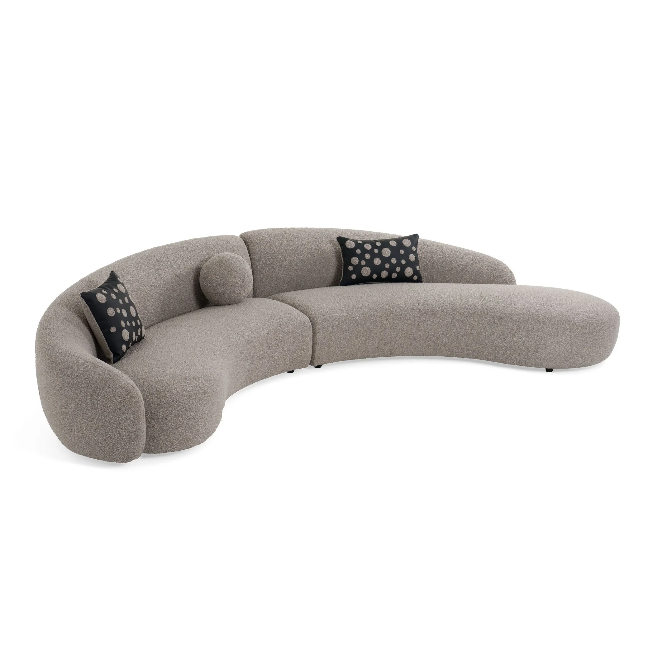 Divani Casa Allis Glam Grey and Black Fabric Curved Sectional Sofa