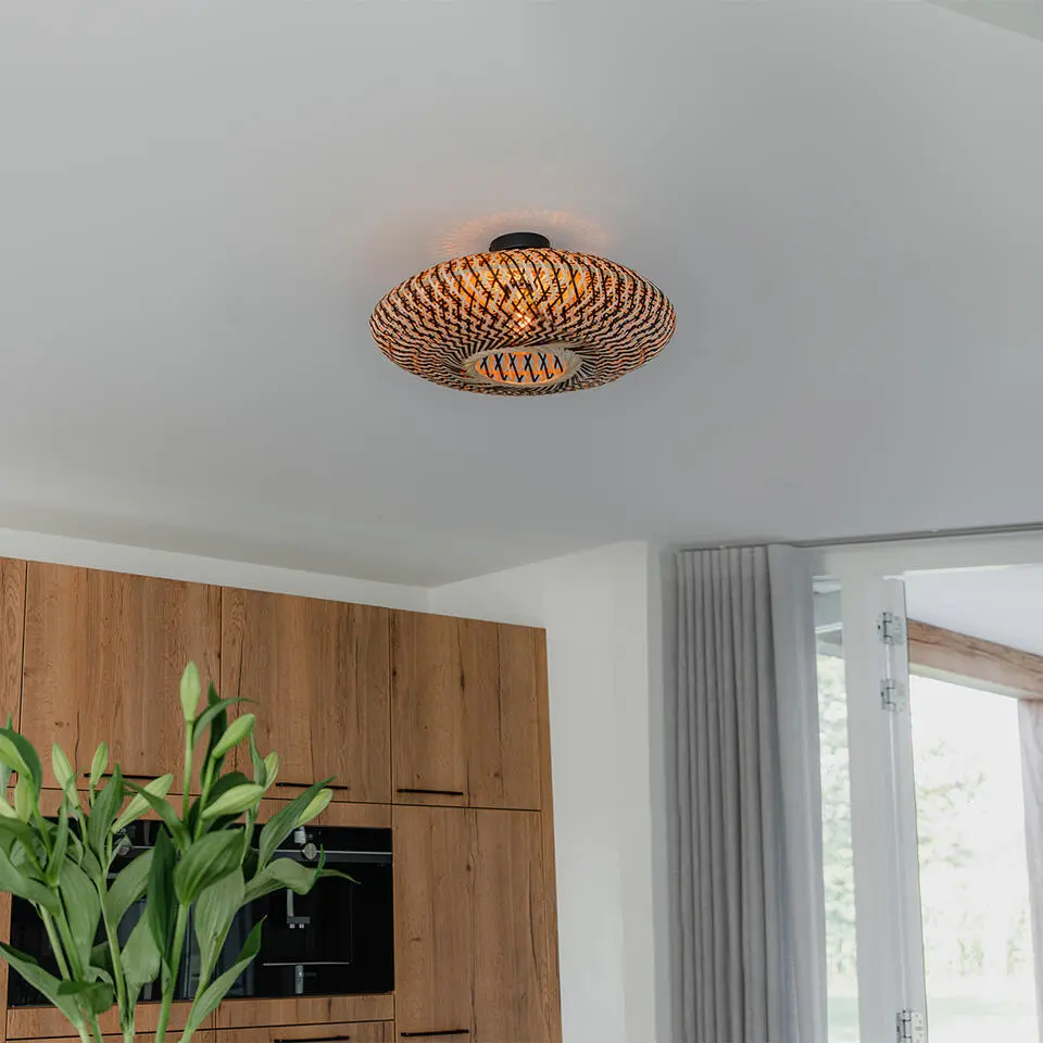 Qazqa plafondlamp ostrava zwart e27