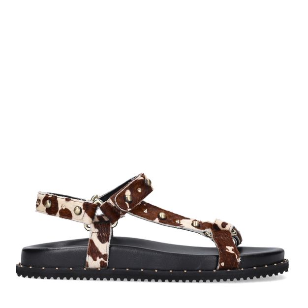 Cow print leren sandalen