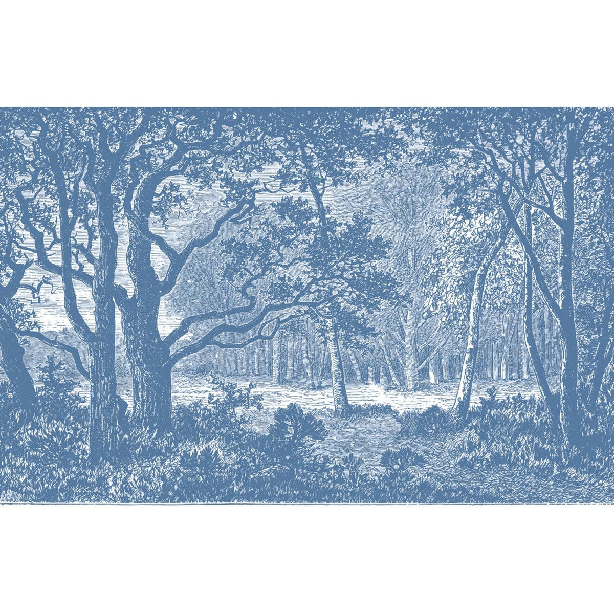 BROCÉLIANDE - Papier peint panoramique motif imprimé Bleu 432x280cm