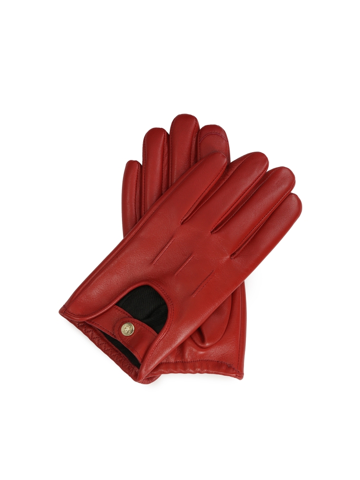 Red leather gloves with cut-outs