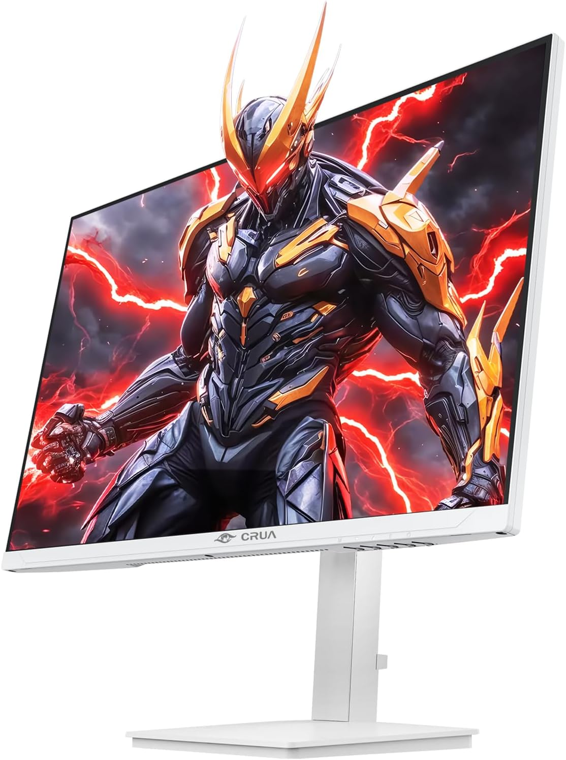 CRUA 27 Gaming Monitor  144Hz 4K UHD(3840*2160P) IPS Screen  Supports Height/Pivot/Rotating/Tilt Adjustable Vertical Monitor  AMD Freesync  120% sRGB  Built-in Speakers  Wall Mountable Installs-White