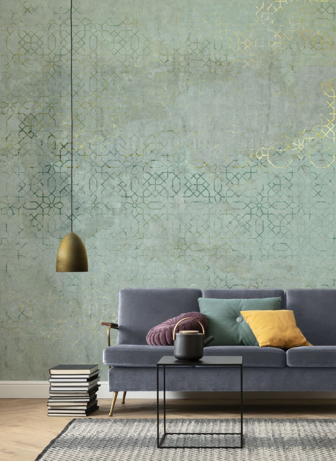 Sanders & Sanders fotobehang etnisch motief groen en goud - 200 x 280 cm - 611986