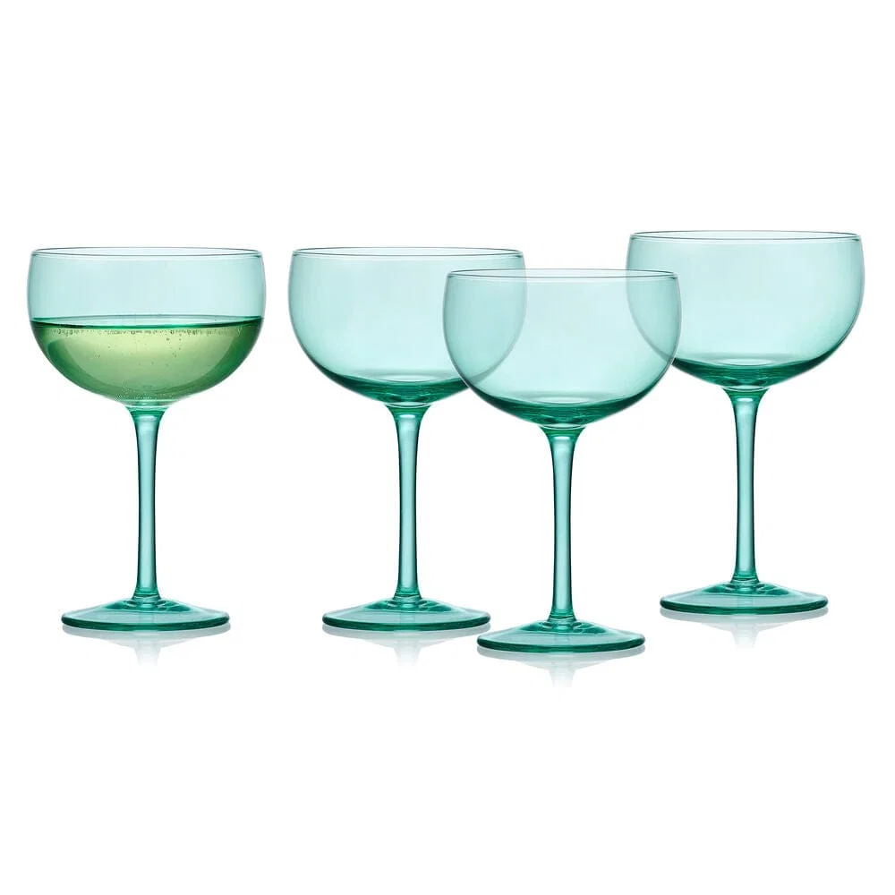Darbie Angell Vibrance Teal Set of 4 Coupe Cocktail Glasses