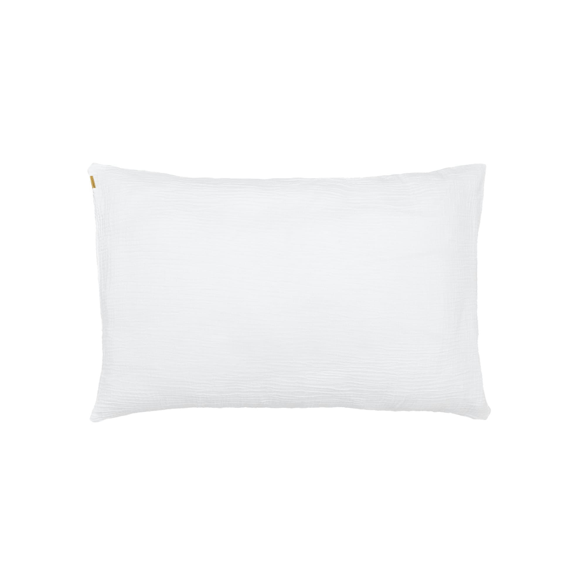 - Taie d'oreiller en double gaze de coton blanc immaculé 50x70 cm