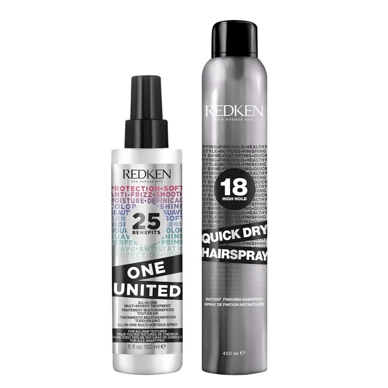 Redken One United Elixir 150ml & Quick Dry Hairspray 400ml Duo