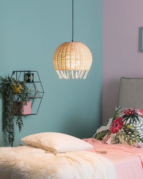 Lampa wisząca rattanowa boho brązowa
