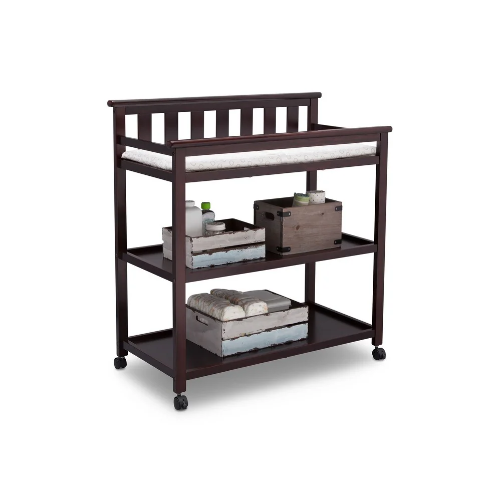 Delta Children Flat Top Changing Table with Casters, Dark Chocolate - 38.25 x 18.5 x 40