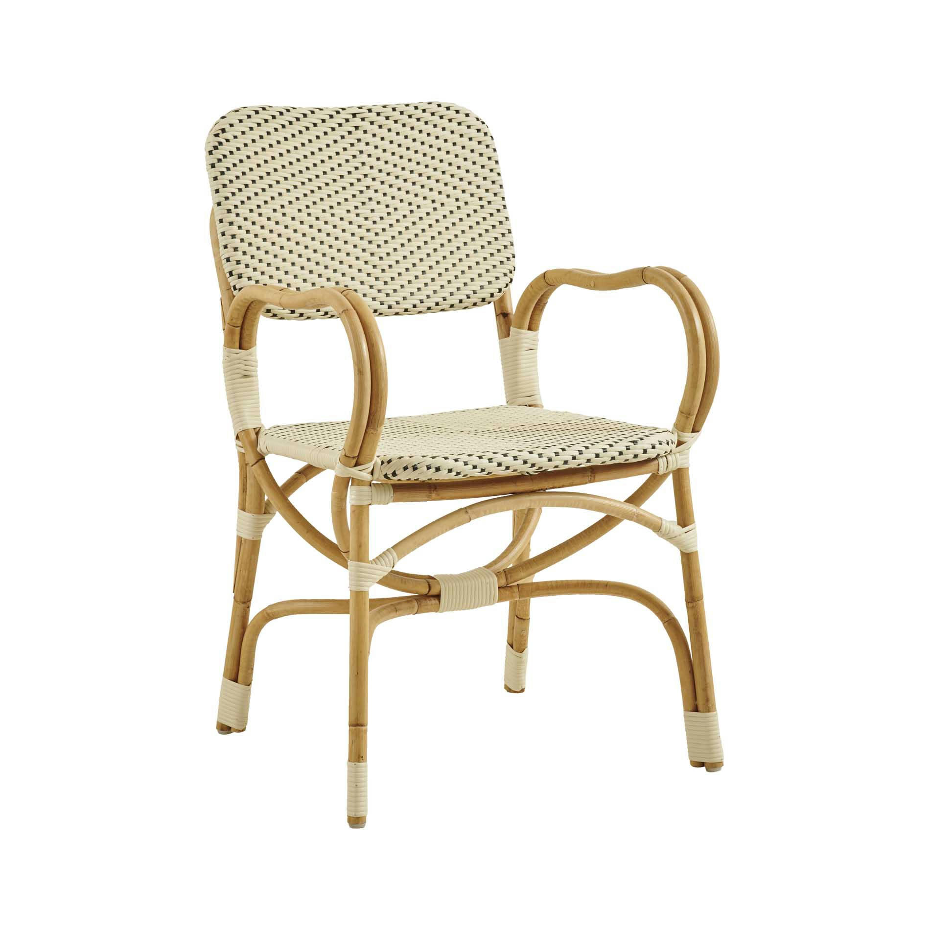 BISTRO - Chaise repas en rotin et fibre synthétique ivoire