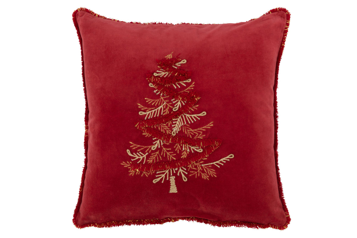 J-Line kussen Boom - textiel - rood/goud
