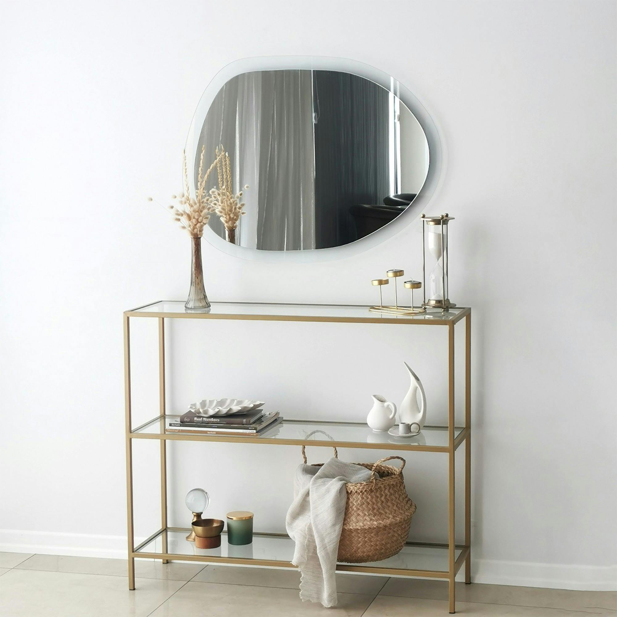 Miroir de salon organique cadre verre transparent 83 cm CODY