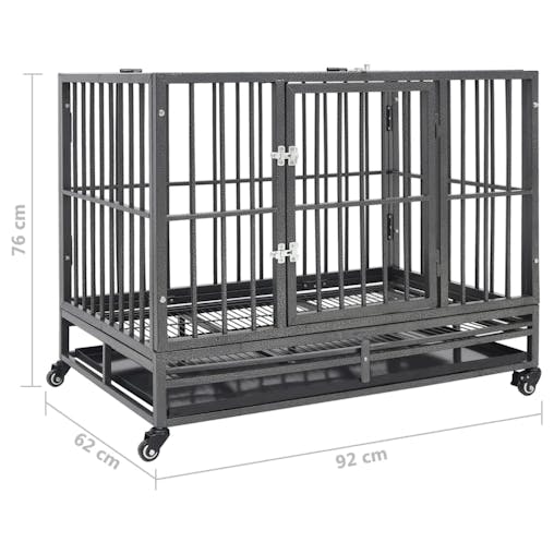 NNEVL Dog Cage with Wheels Steel 92x62x76 cm