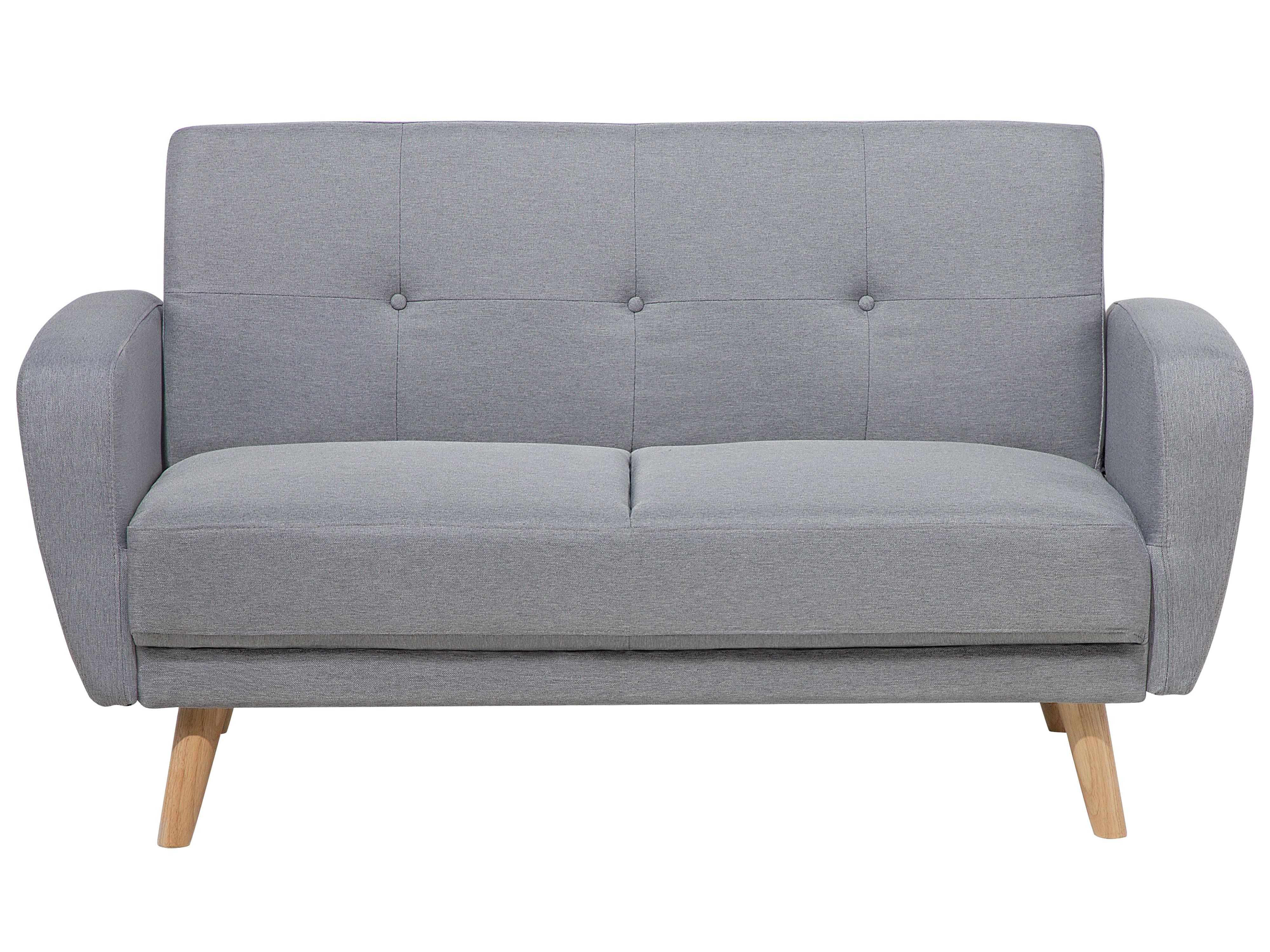 Sofa Bed 2 Seater FLORLI Fabric Light Grey