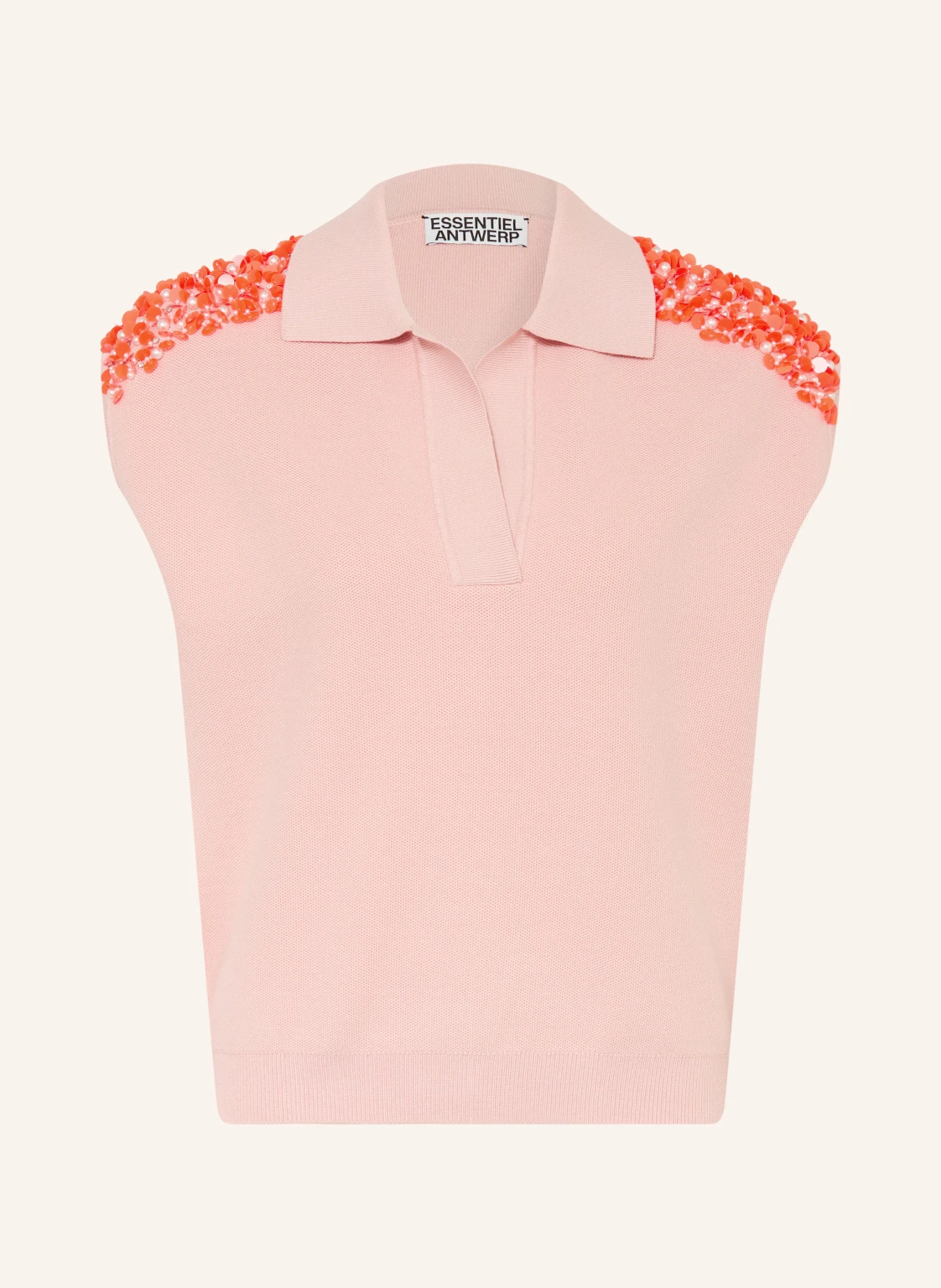 ESSENTIEL ANTWERP Strick-Poloshirt JOLINE mit Pailletten und Schmucksteinen