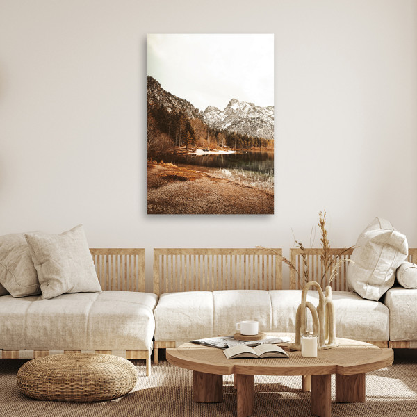 Feeby Obraz na płótnie, Zaśnieżone góry nad jeziorem 40x60