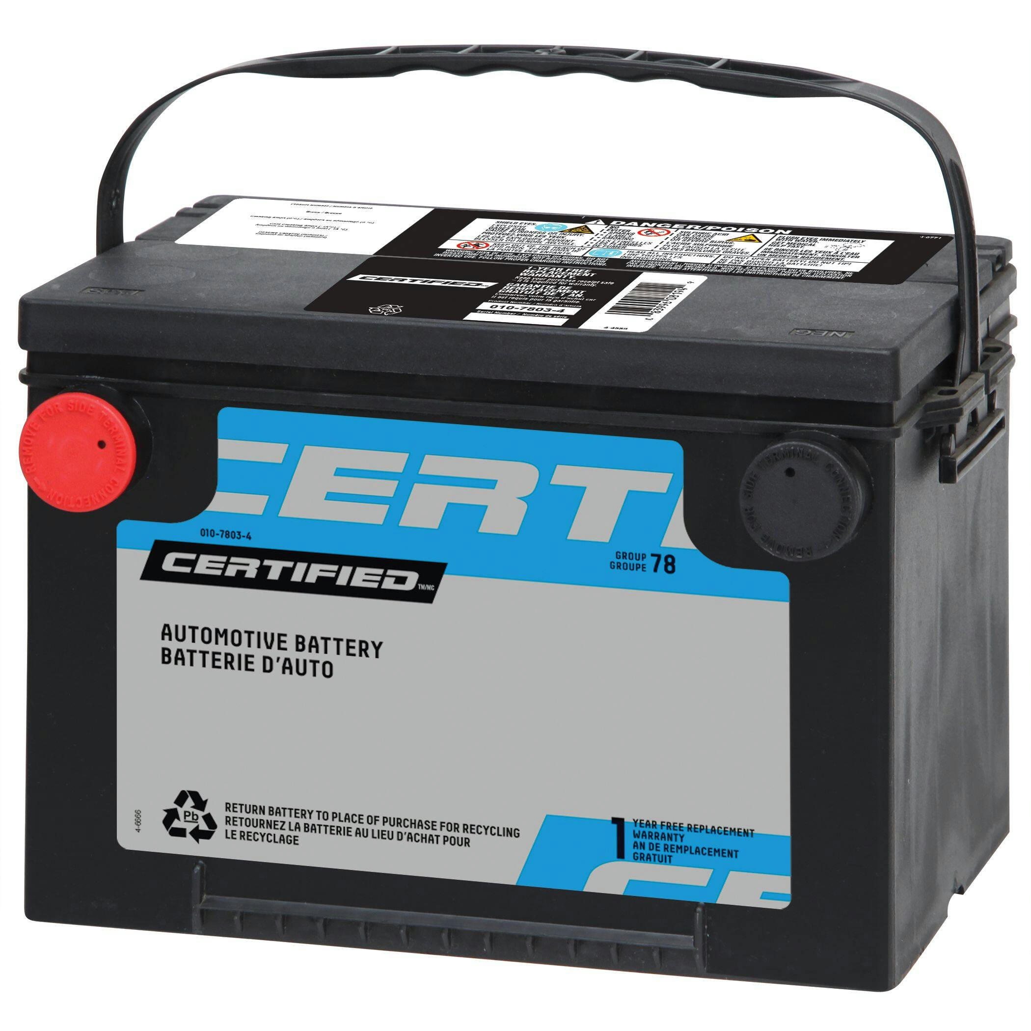 Certified Group Size 78 Battery, 675 CCA