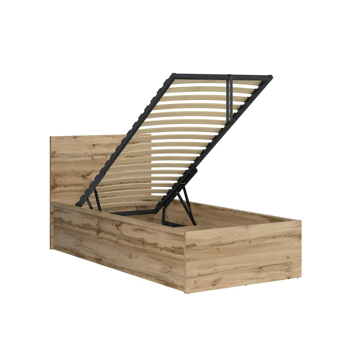 - Lit coffre 90x200 sommier inclus naturel