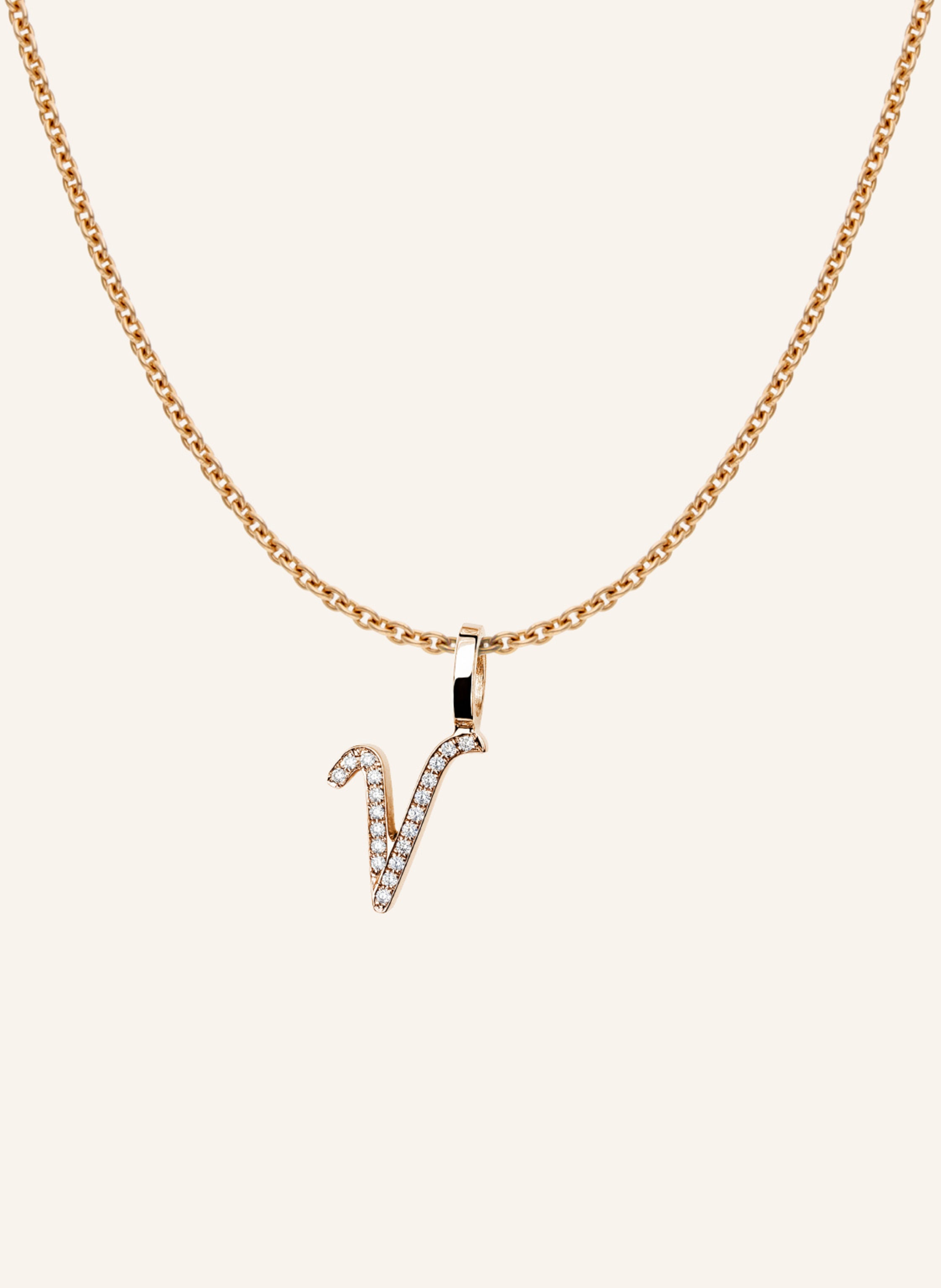 CADA Kette TINY DIAMOND LETTER V
