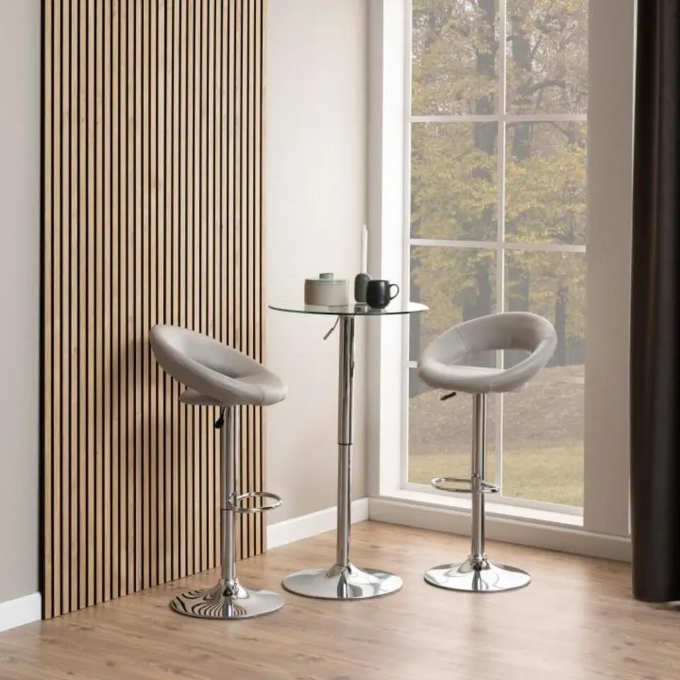 Barkruk - Taupe PU leer - Zithoogte 79cm - Trana